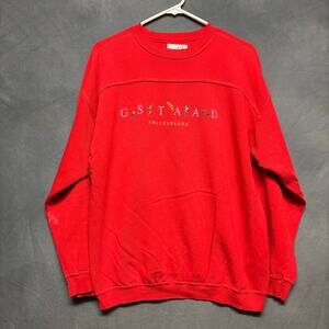 Vintage IPSO Facto Gstaad Switzerland Crewneck Sweatshirt Large Red Athletic
